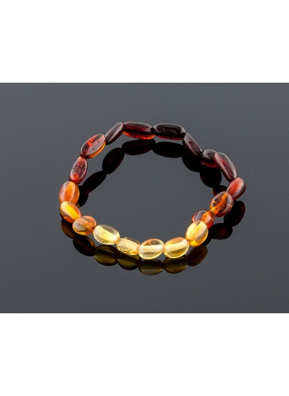 Baby amber bracelet - rainbow olive beads