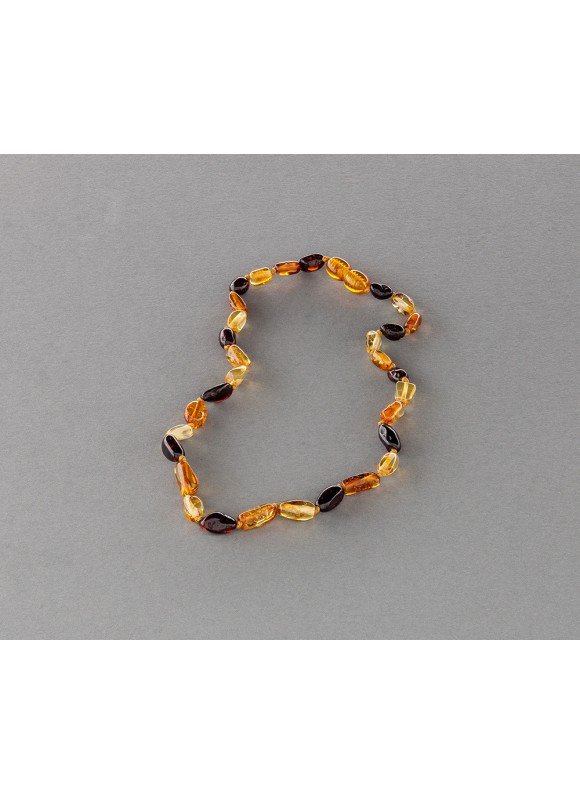 Baby amber necklace - multicolored olive beads