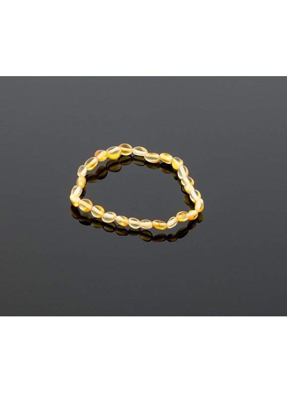 Adult amber bracelet - lemon olive beads