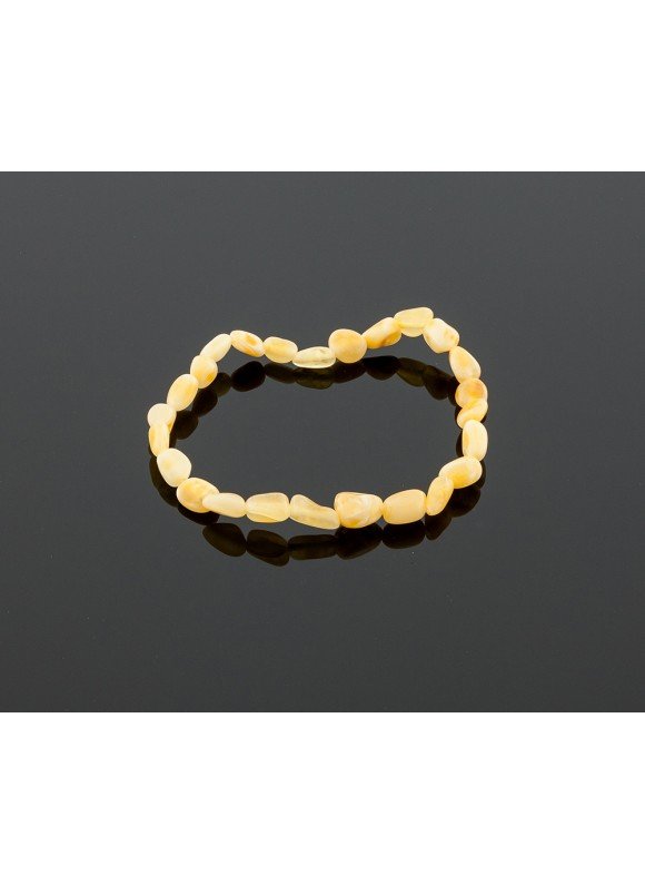 Adult amber bracelet - milky olive beads