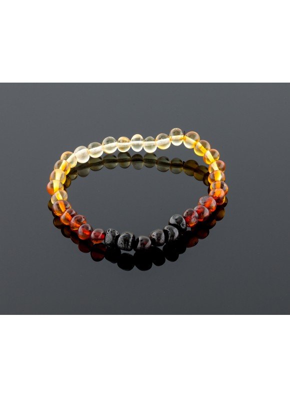 Adult amber bracelet - rainbow baroque beads