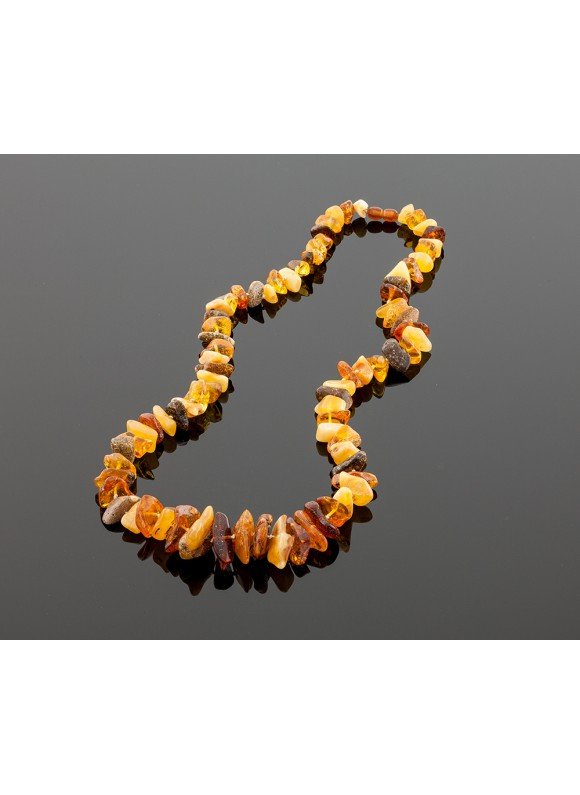 Ancient amber necklace - chips beads, 72cm