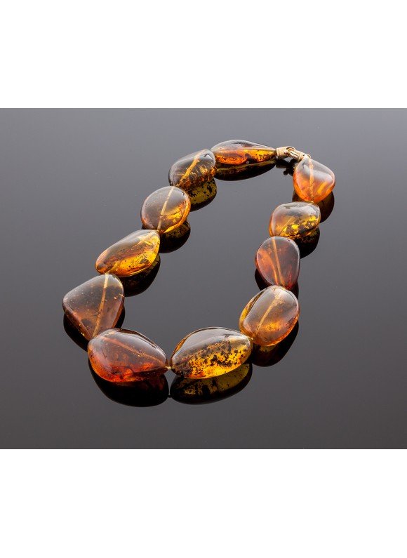 Cognac transparent amber necklace with inclusions