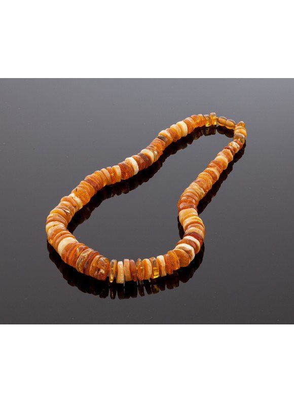 Stylish amber necklace - clear, milky amber