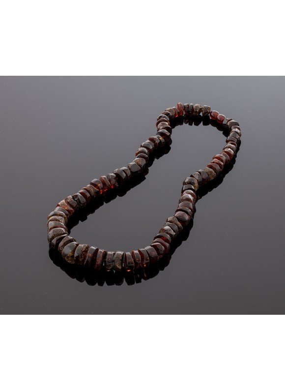 Stylish amber necklace - dark amber