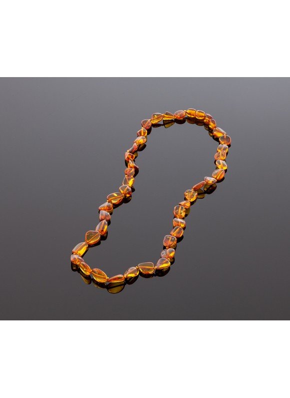 Adult amber necklace - flat cognac olives