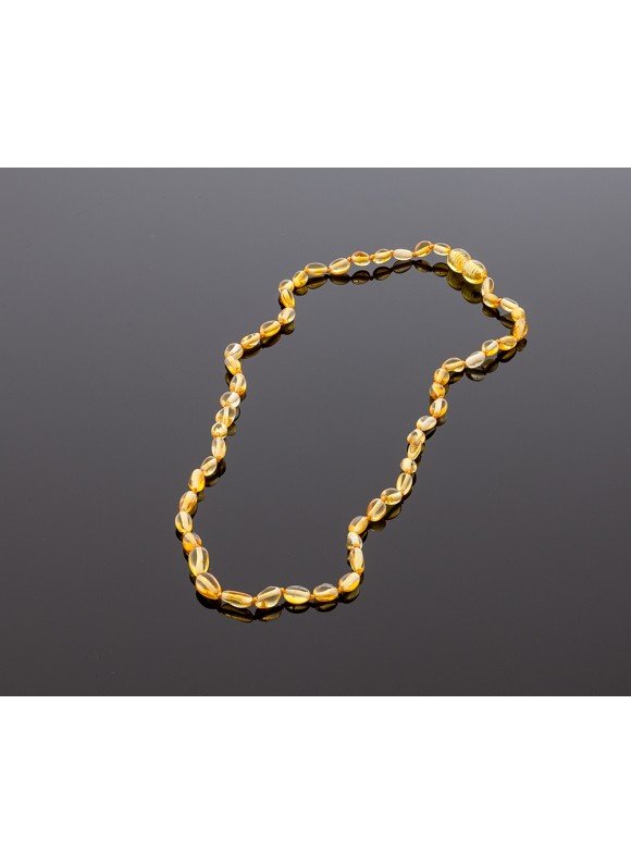 Adult amber necklace - lemon olive beads