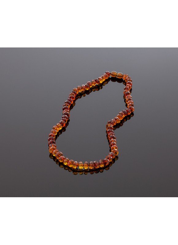 Faceted bright cognac amber necklace