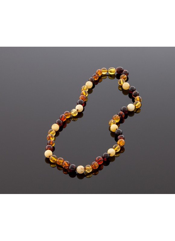 Luxury round amber necklace, 7mm