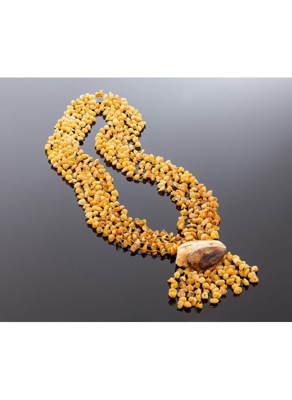 Long milky amber necklace